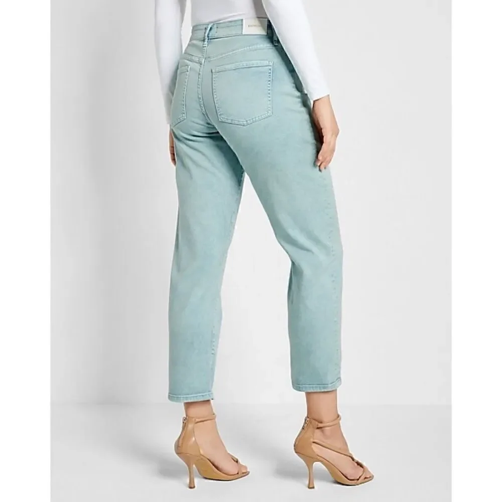 NWT Express Mid Rise Mint Green Tinted Boyfriend Jeans, Size 8R